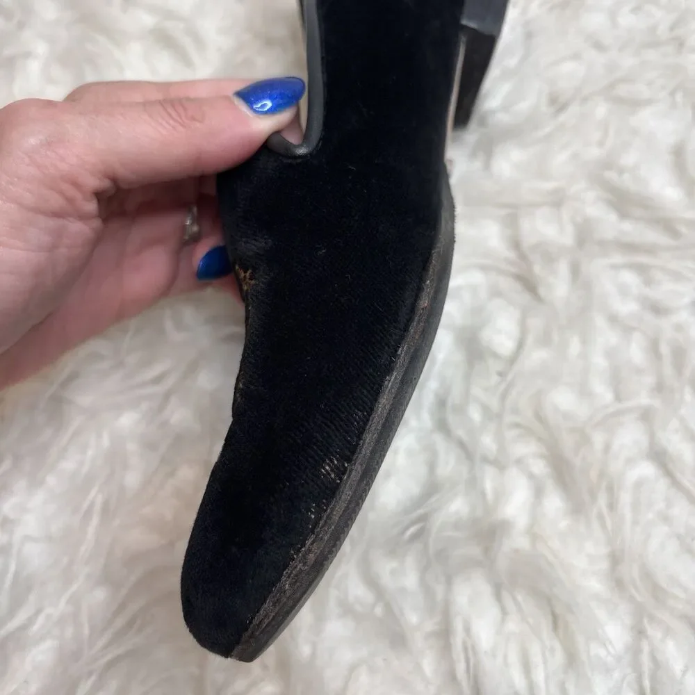 Jon Josef Black Velvet Gatsby Shield Emblem Leather Loafers Flats Shoes Size 7.5 - Picture 14 of 16